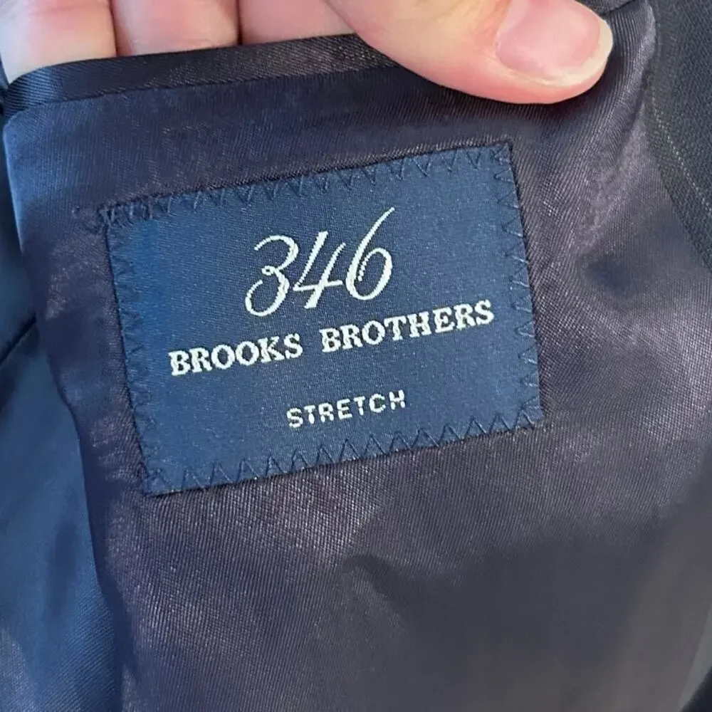Brooks Brothers 346 Navy Pinstripe Wool Stretch Two Button Blazer Mens 45L